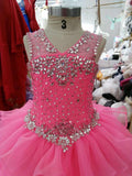 V-Neck Glitz Beaded Bodice Little Girl Long Pageant Dress - CupcakePageantDress