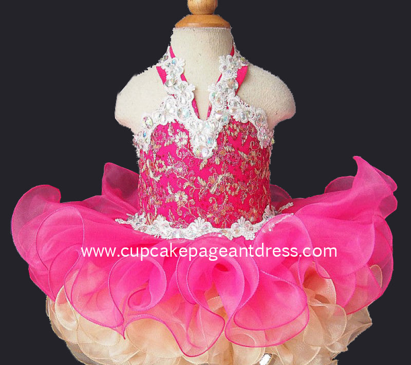 Halter Sequins Lace Little Girls/Toddler/Infant/Baby Girl Pageant Dress - CupcakePageantDress