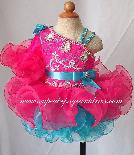 One Shoulder Lace Kids Cupcake Pageant Dress For Gifts,New Year - CupcakePageantDress