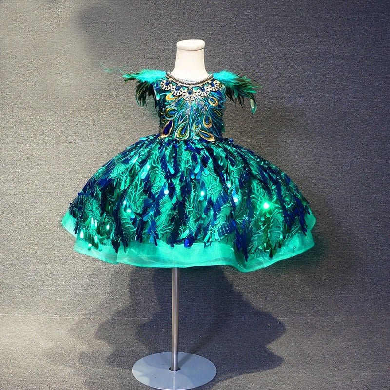 Toddler/Infant/Baby Girl Peacock Green Baby Doll Glitz  Pageant Dress - CupcakePageantDress