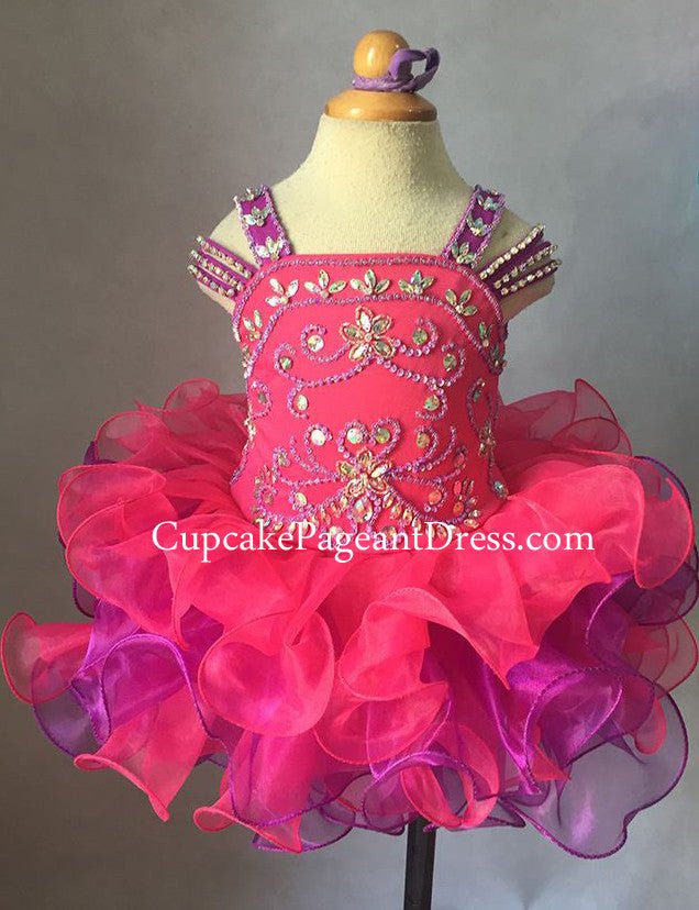 Fuchsia and Lilac Little Girls/Baby/Child/Infant/Toddler Glitz Pageant Dress - CupcakePageantDress