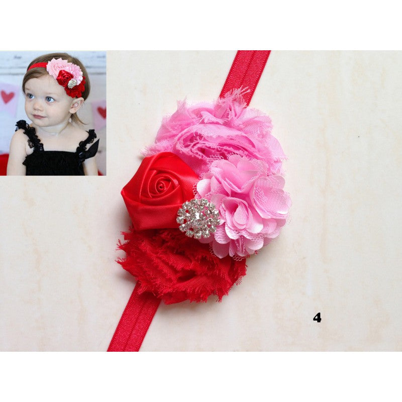 Girl Baby Kids Toddler Infant Flower Rhinestone multi color Headband Hair Accessories - CupcakePageantDress