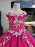 Stunning Glass Crystal Beaded Bodice Little Girl Long Pageant Dress - CupcakePageantDress