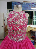Halter Glass Beaded Bodice Little Girl Stunning Prom Dress - CupcakePageantDress