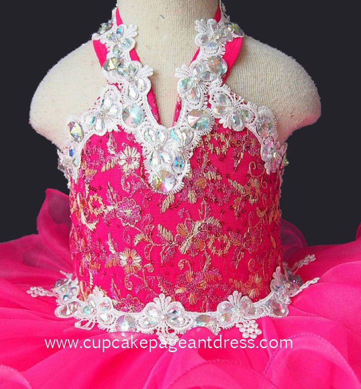 Halter Sequins Lace Little Girls/Toddler/Infant/Baby Girl Pageant Dress - CupcakePageantDress