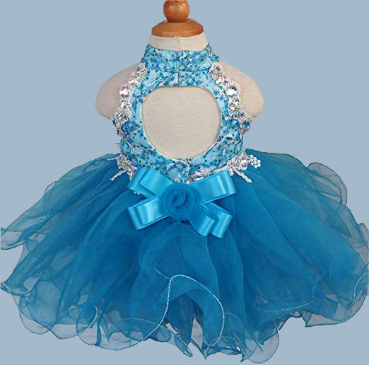 Halter Beaded Bodice Little Miss/Baby Miss Pageant Dress ,12-18 months Pageant Dress - CupcakePageantDress