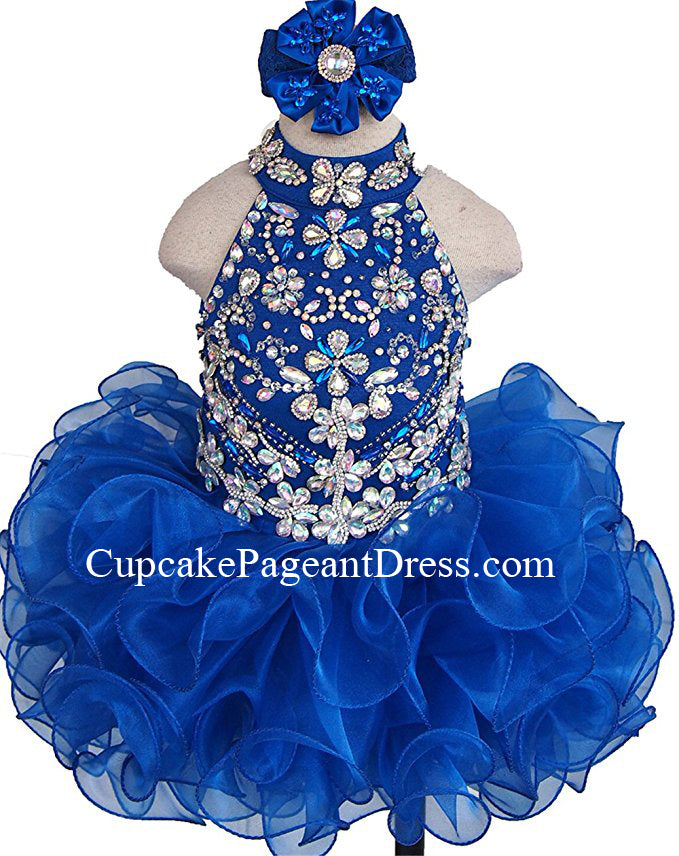 Glitz Beaded Bodice Little Princess Nations Cupcake Pageant Dress With Hair bow - CupcakePageantDress