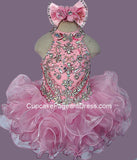 Halter Beaded Bodice Little Girls/Toddler/Infant/Kids Glitz Jennifer Wu Glitz Pageant Dress - CupcakePageantDress