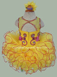 Little Princess Glitz Nations Yellow Cupcake Pageant Dress With Hair bow - CupcakePageantDress