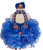 Halter Beaded Bodice Nations Infant/toddler/Little Girl/Baby Girl Glitz Pageant Dress with Hair Bow - CupcakePageantDress