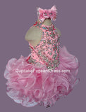 Halter Beaded Bodice Little Girls/Toddler/Infant/Kids Glitz Jennifer Wu Glitz Pageant Dress - CupcakePageantDress