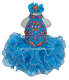 Halter Beaded Bodice Little Girls/Toddler/Kids/Baby Girls Cupcake Pageant Dress - CupcakePageantDress