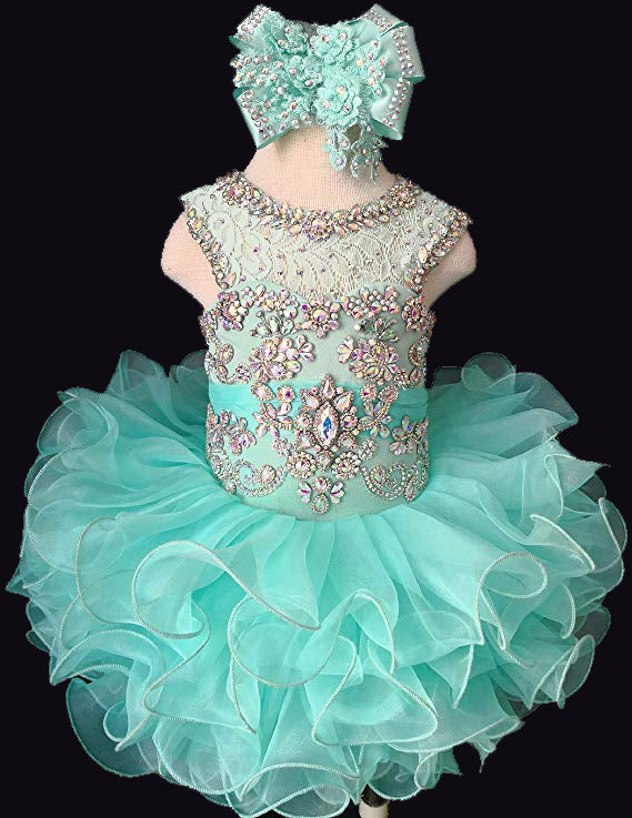 Custom Made Little Girl/Baby Miss Glitz Mint Cupcake Pageant Dress size: Newborn to 5T - CupcakePageantDress