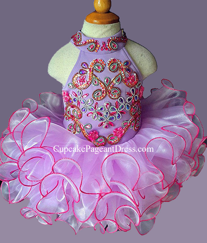 Halter Glitz Pageant Dress For Little Girls/Toddler/Infant/Baby Girl - CupcakePageantDress