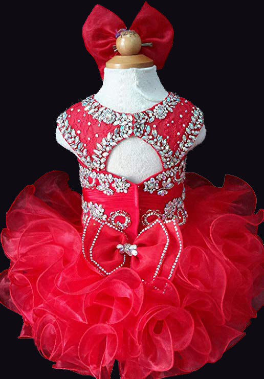 Glitz Beaded Bodice Little Miss/Baby Girl Stunning Pageant Dress With Hair Bow - CupcakePageantDress