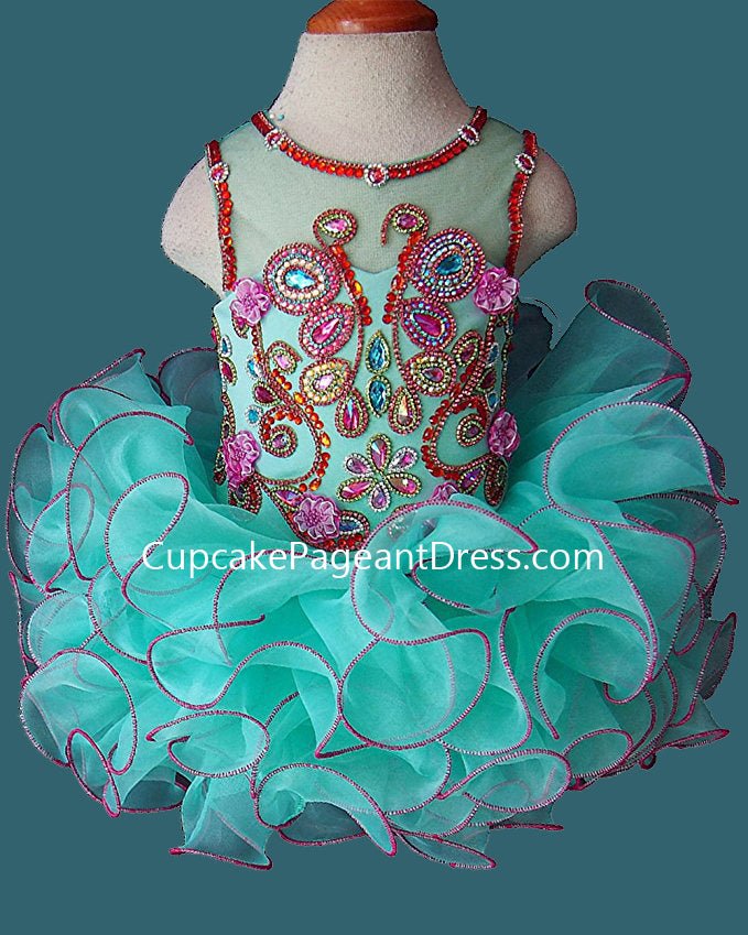 Glitz Beaded Bodice Little Girls/Toddler/Baby Girl Cupcake Pageant Dress - CupcakePageantDress