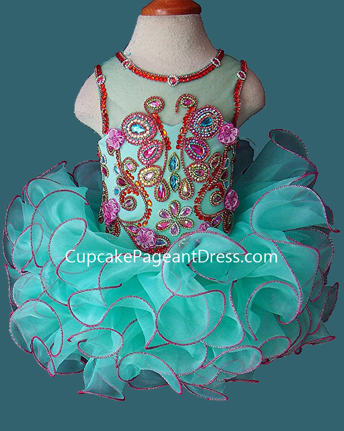 Glitz Beaded Bodice Little Girls/Toddler/Baby Girl Cupcake Pageant Dress - CupcakePageantDress
