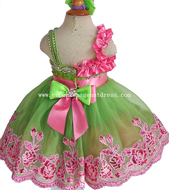 Infant Beaded with Lace Baby Doll Pageant Dress for Party,Birthday 1---6T - CupcakePageantDress