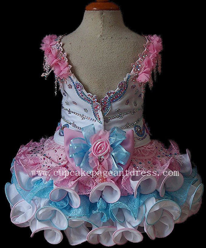 Glitz Beaded Bodice Little Princess Natural Cupcake Pageant Dress - CupcakePageantDress