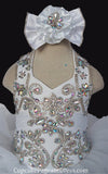 Glitz Beaded Bodice Little Girl/Infant/Baby Girl White Pageant Dress - CupcakePageantDress