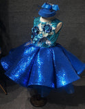 Bling Bling Children Royal Pageant Dress With Hair bow - CupcakePageantDress