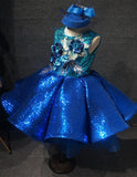 Bling Bling Children Royal Pageant Dress With Hair bow - CupcakePageantDress