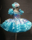 Glitz Beaded Bodice Little Girl/Toddler/Baby Miss Pageant Dress - CupcakePageantDress