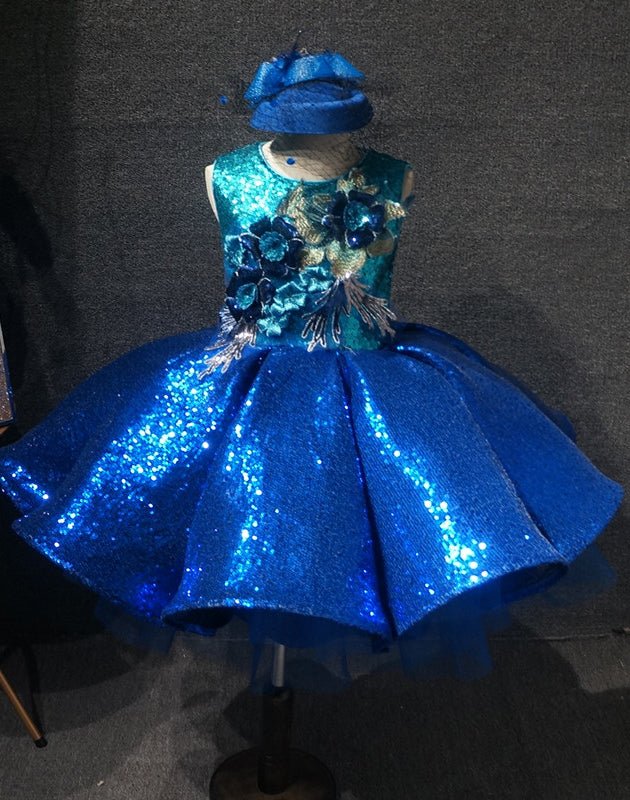 Bling Bling Children Royal Pageant Dress With Hair bow - CupcakePageantDress