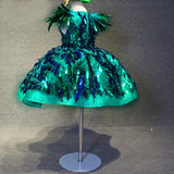 Toddler/Infant/Baby Girl Peacock Green Baby Doll Glitz Pageant Dress - CupcakePageantDress
