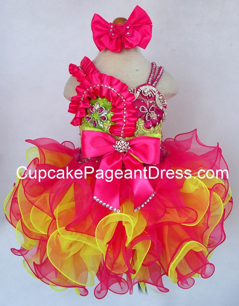 Infant/toddler/baby/children/kids Girl's Glitz Pageant Dress With Hair Bow - CupcakePageantDress
