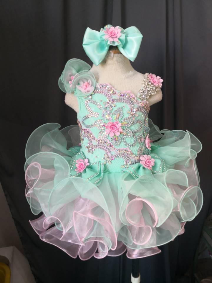 International Little Miss Glitz Cupcake Baby Pageant Dress With Hair bow or Headband - CupcakePageantDress