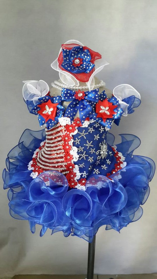 Little Girls/Kids/Baby/Child/Infant Fourth of July Pageant Dress With Hair bow - CupcakePageantDress