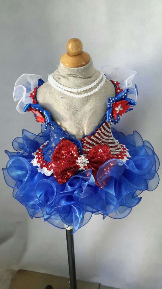 Little Girls/Kids/Baby/Child/Infant Fourth of July Pageant Dress With Hair bow - CupcakePageantDress