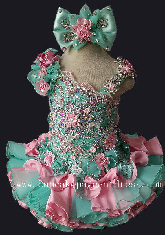 Glitz Beaded and Lace Bodice Little Princess Nations Glitz Cupcake Pageant Dress - CupcakePageantDress