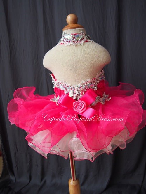 Halter Beaded Bodice Lace Newborn/Toddler/Kid Girls' Pageant Dress - CupcakePageantDress