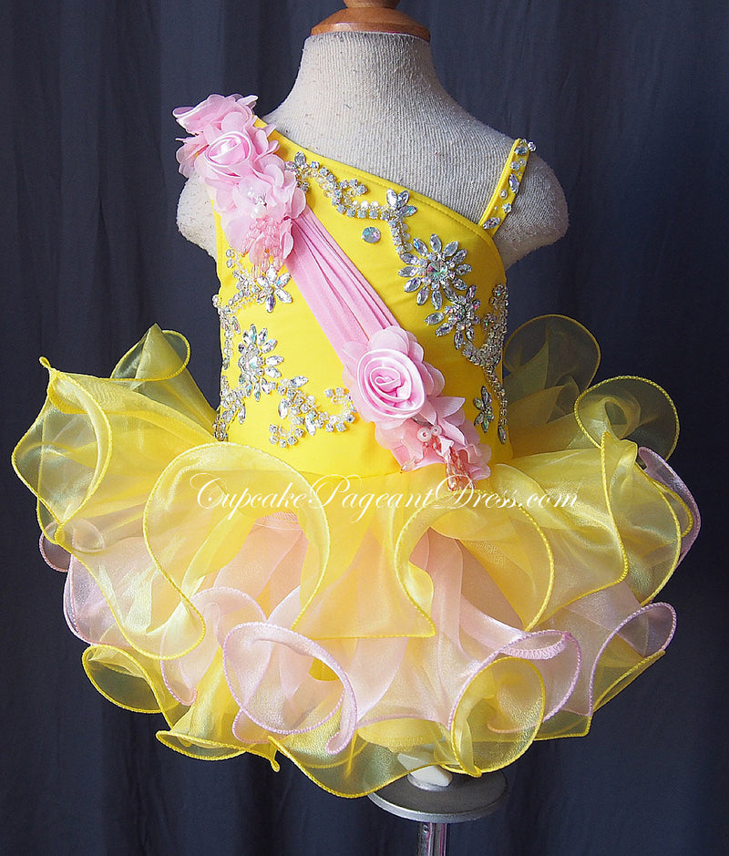 One Shoulder Infant/toddler/baby/children/kids Girl's Pageant Dress - CupcakePageantDress