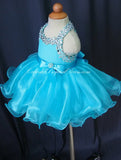 Halter Glass Beaded Bodice Infant/toddler/baby/children/kids glitz Girl's Pageant Dress - CupcakePageantDress