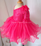 One Shoulder Lace toddler/baby/children/kids doll style Girl's Pageant Dress - CupcakePageantDress