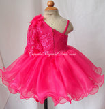 One Shoulder Lace toddler/baby/children/kids doll style Girl's Pageant Dress - CupcakePageantDress
