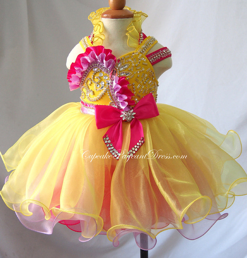 Halter Infant Infant/toddler/baby/children/kids Girl's glitz Pageant Dress - CupcakePageantDress