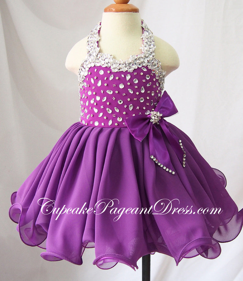 Halter Glass Crystal Infant/toddler/baby/children/kids Glitz Baby Doll Dress - CupcakePageantDress