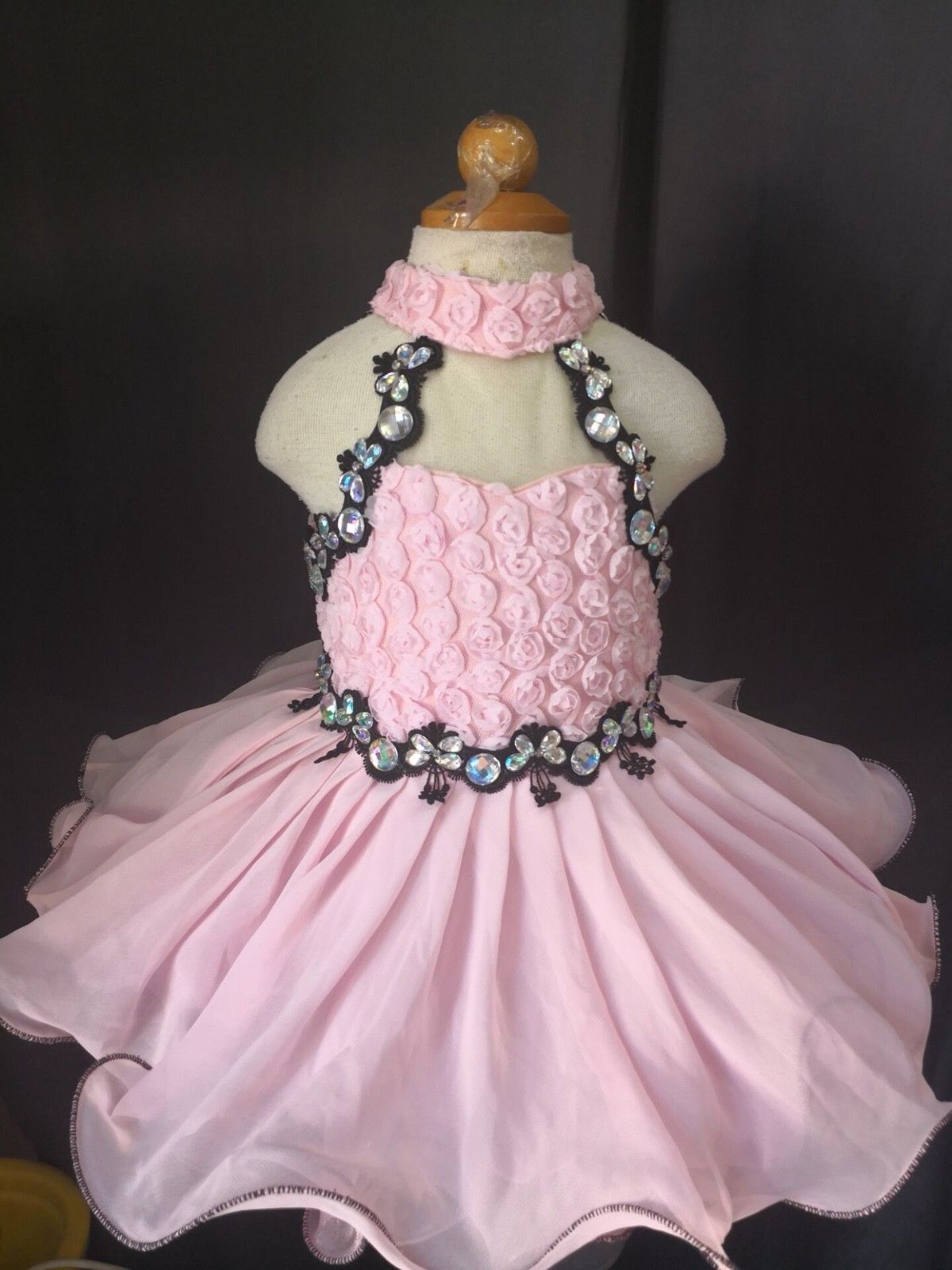 Halter Lace Bodice Little Girl/Kids/Baby Miss Baby Doll Pageant Dress - CupcakePageantDress