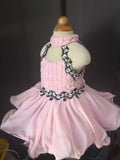Halter Lace Bodice Little Girl/Kids/Baby Miss Baby Doll Pageant Dress - CupcakePageantDress