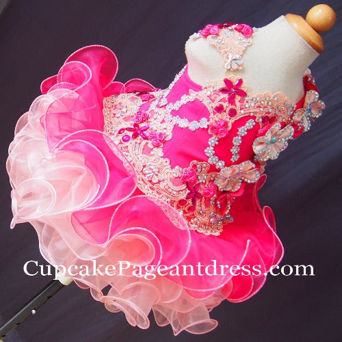 Glitz Beaded and Lace Bodice Baby Miss Pageant Dress Custom - CupcakePageantDress